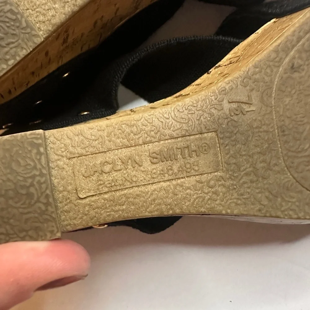 Jaclyn Smith Heeled Open Toe Cork Sandals Size 7.5